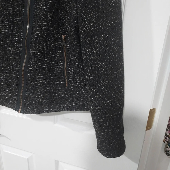 Gap Marled Black & White Tweed Moto Jacket in Size XXL - Picture 8 of 15